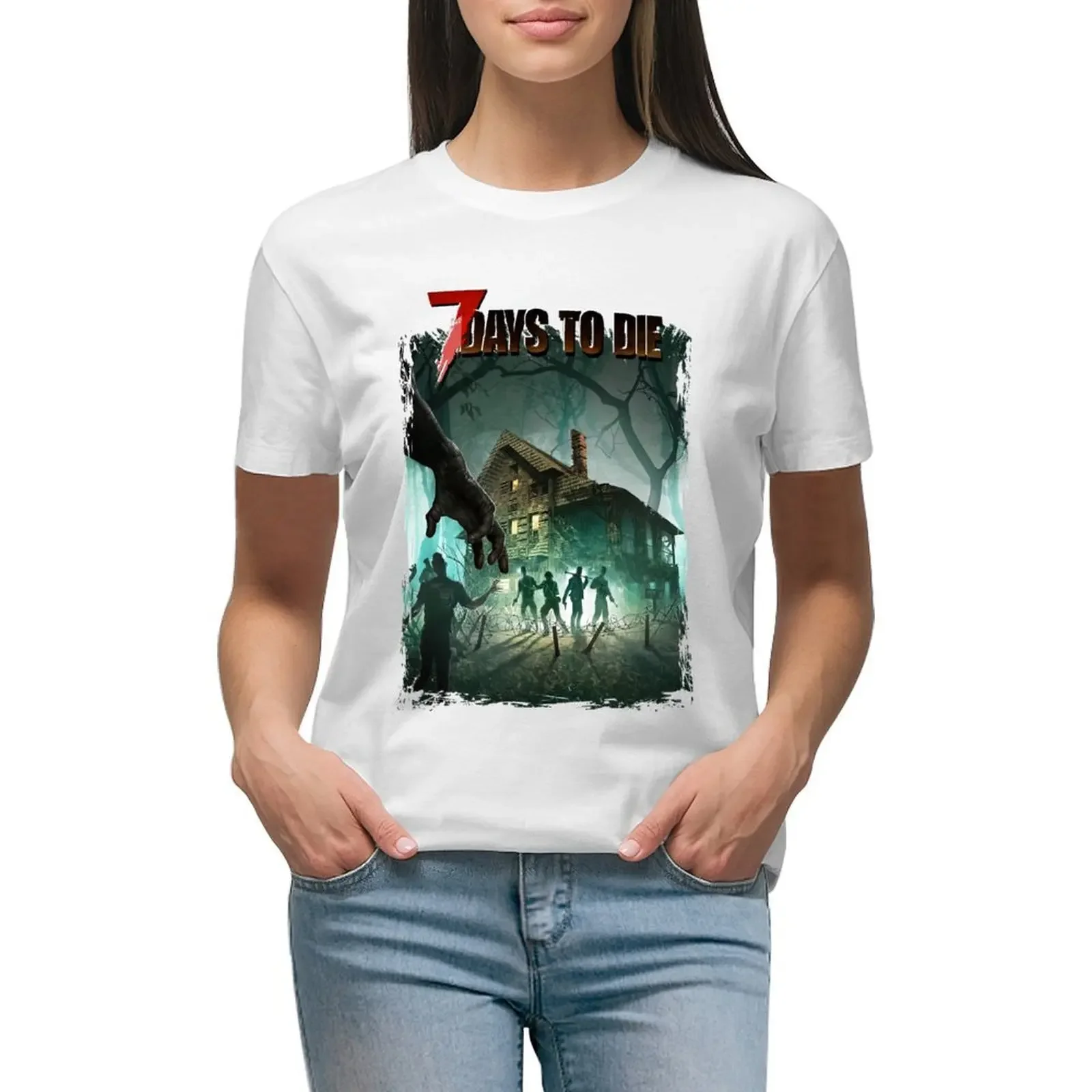 Mens Womens 7 Days To Die Game Funny Fans T-Shirt Camicetta Manica Corta Tee Abbigliamento Donna