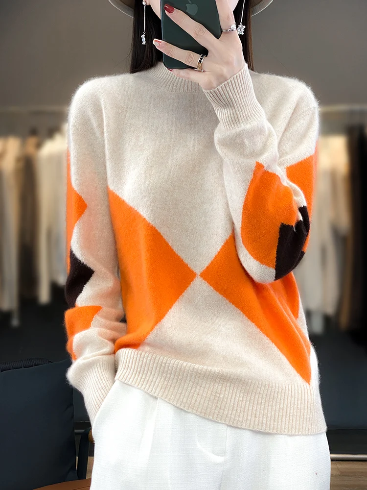 Maglione Da Donna 100% Lana Cashmere, Maglia Casual Allentata, Pullover Girocollo, Top Autunnale E Invernale, Alta Qualità, Nuovo, 2023