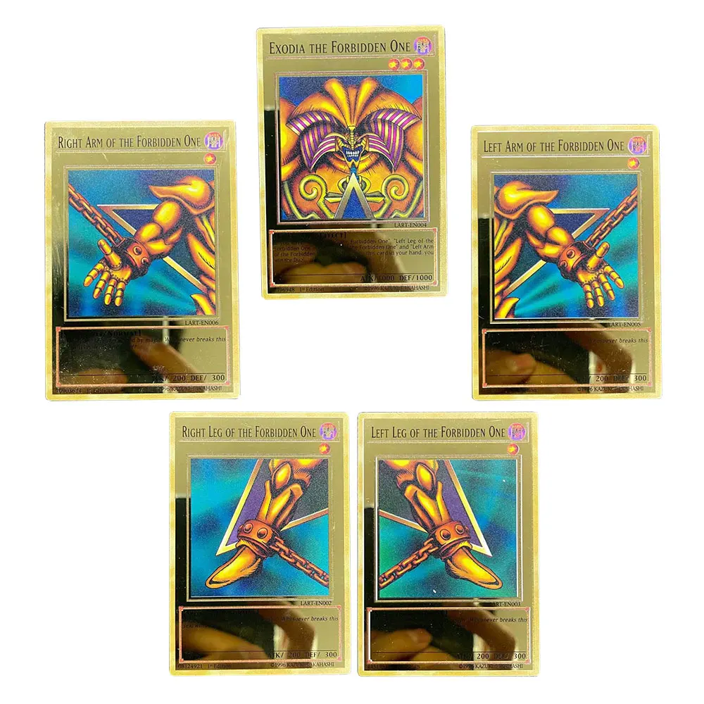 Carta Yugioh In Metallo Fai-Da-Te The Barded One Exodia 5 Pezzi Da Collezione
