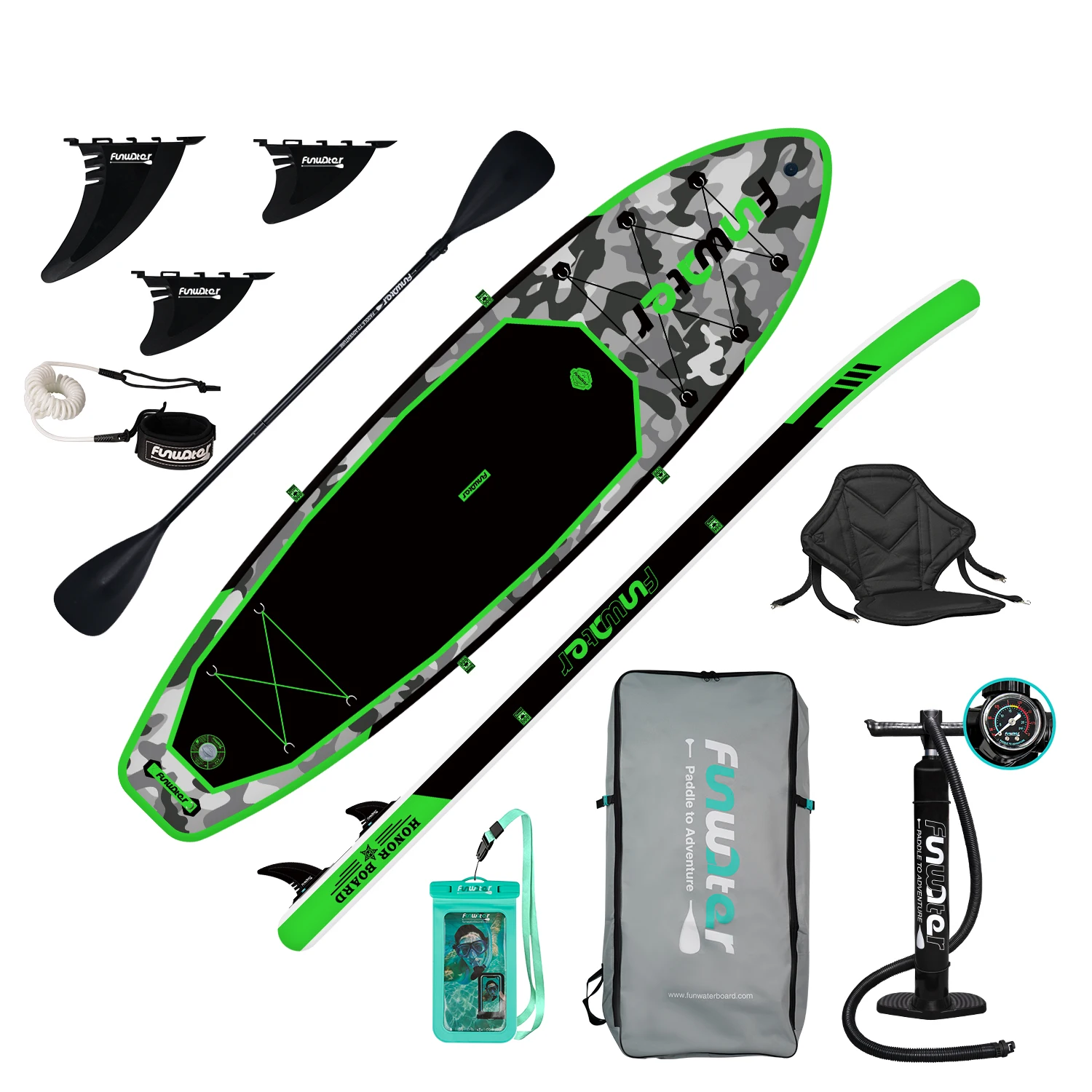 Vsoga Funwater 11 'Stand Up Paddle Board Giochi Da Tavola Surf Sup Gonfiabile Con Sedili Per Kayak E Accessori Per Isup
