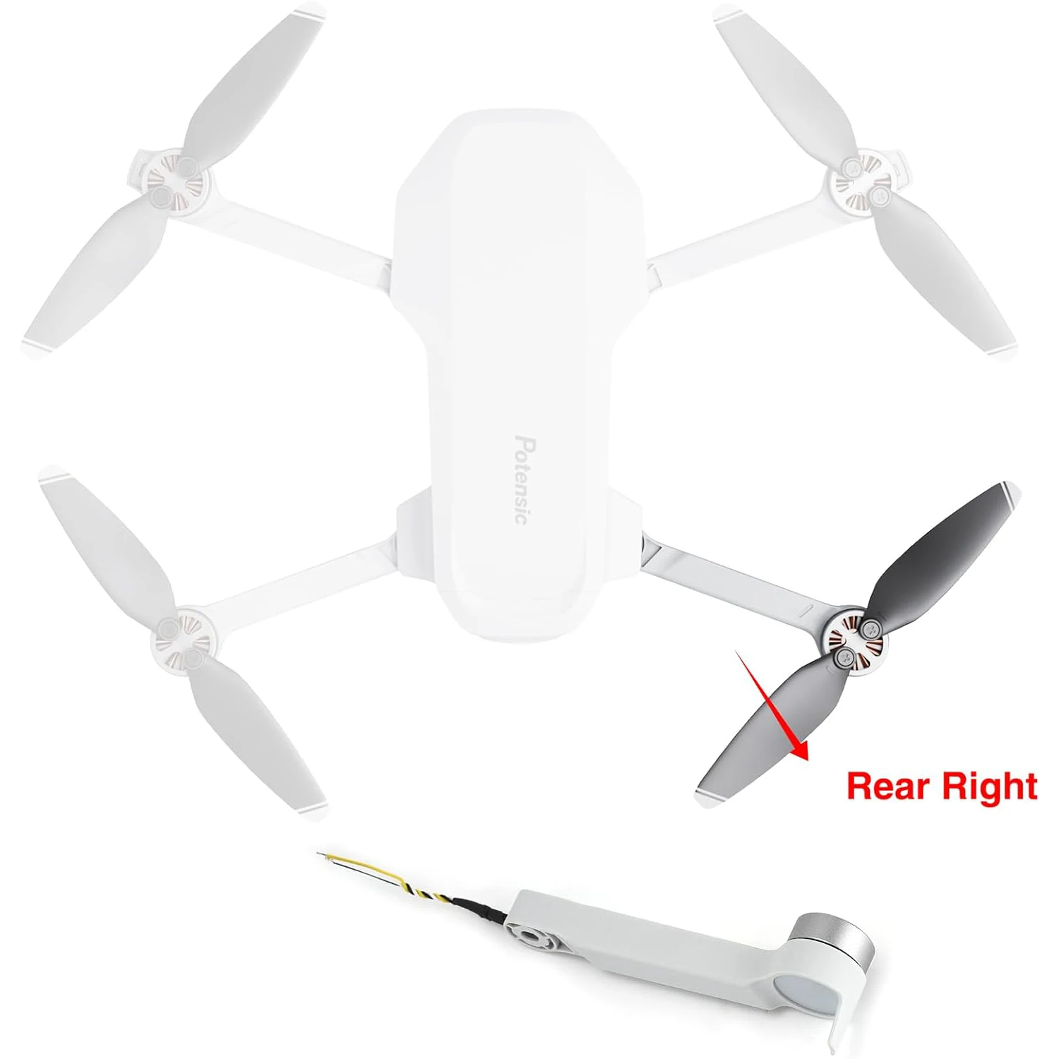Ricambi Braccio Originale Potensic Per Drone Atom 3-Axis 4K (Braccio Posteriore Destro)