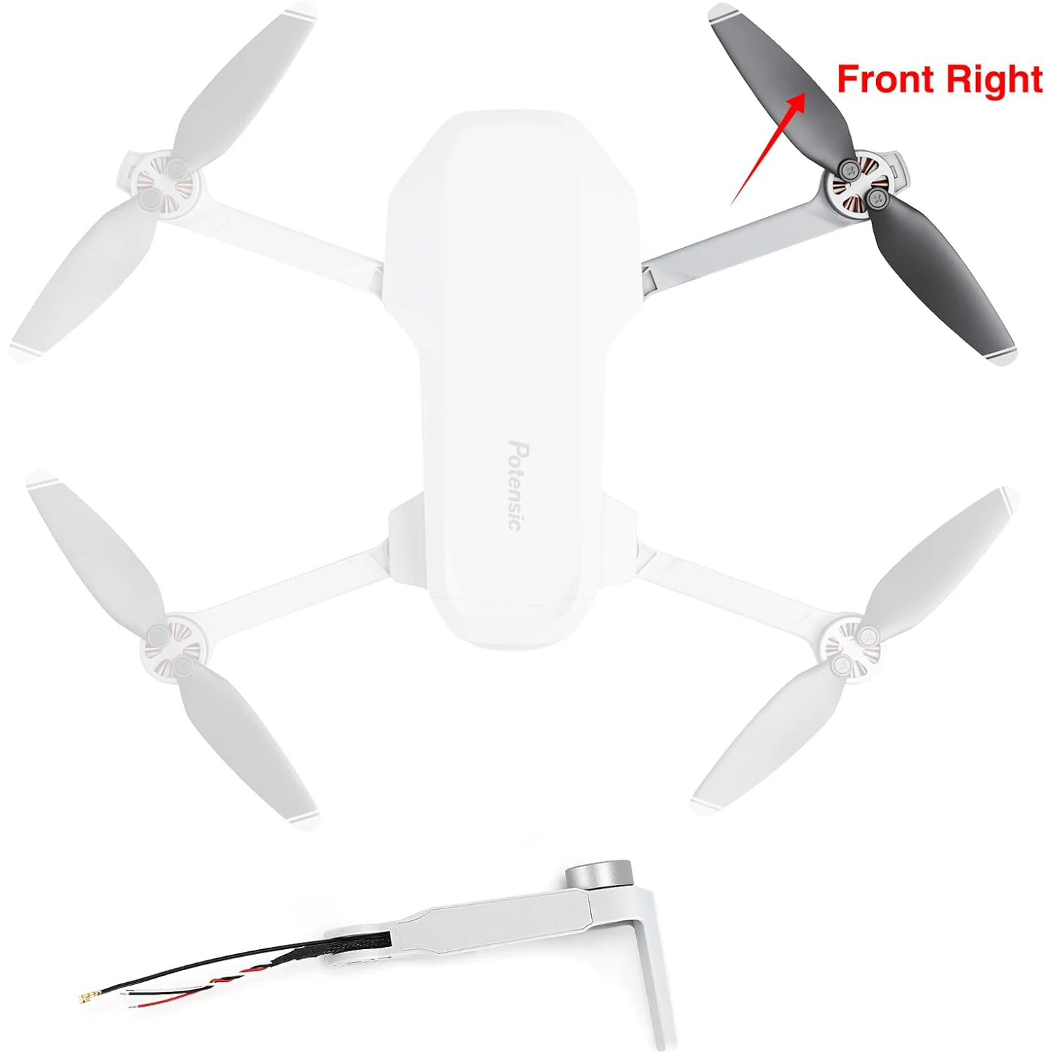 Ricambi Braccio Originale Potensic Per Drone Atom 3-Axis 4K (Braccio Anteriore Destro)