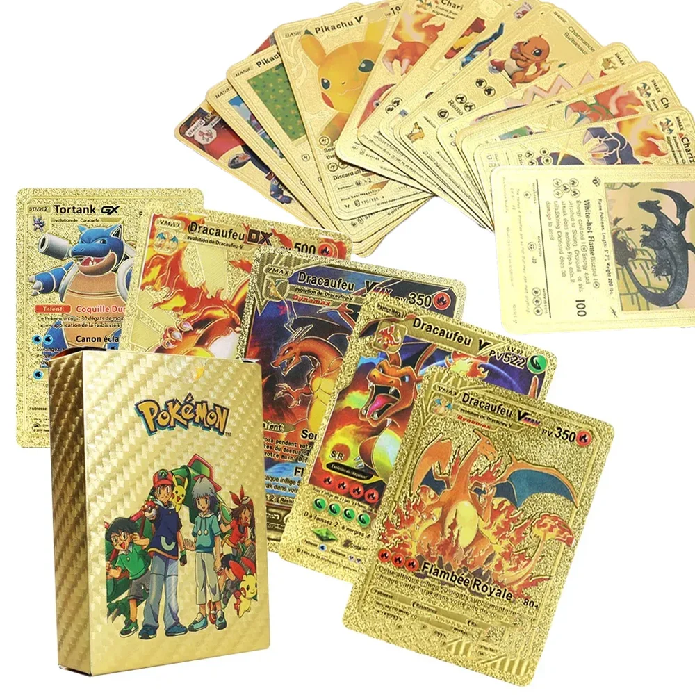 Carte A Colori Originali Pokemon 55 Charizard Mewtwo Pikachu Vmax Gx Vstar Spagnolo Inglese Tedesco Francese Italiano Carte In Lamina D'Oro