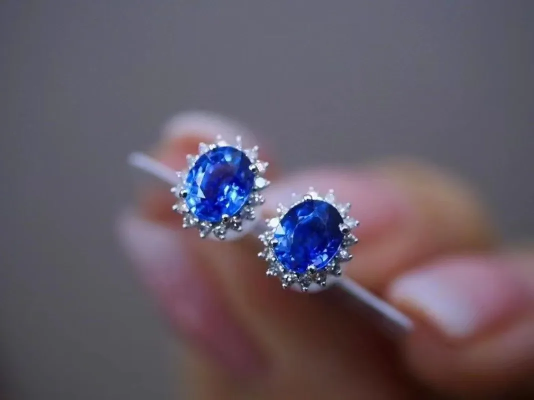 Yulem Piccoli Orecchini A Bottone In Argento Zaffiro Per L'Uso Quotidiano Orecchini In Argento Zaffiro Naturale Da 3Mm Orecchini In Argento 925 Con Za