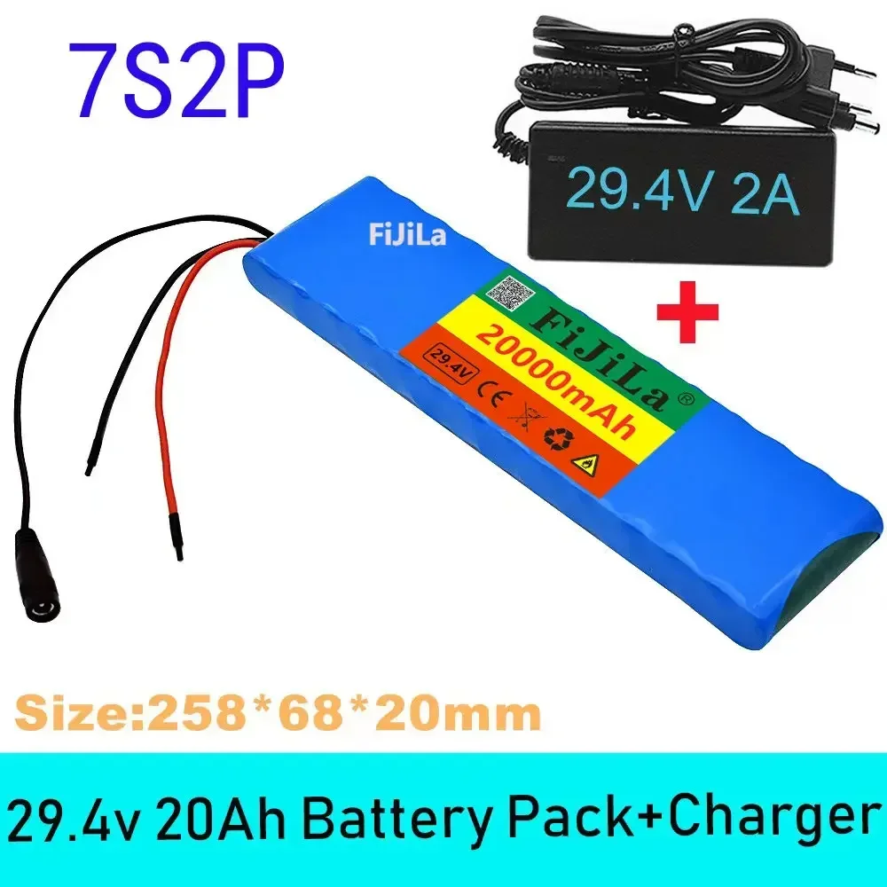 24V 20Ah 7S 2P 18650 Li-Ion Akku 29,4 V 20000Mah Elektrische Fahrrad Ciclomotore Ausgleich Roller + 2A Ladegerasse