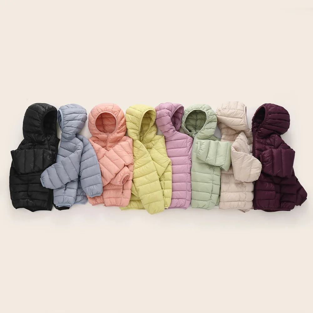 2023 Coreano Nuovo Bambino Leggero E Sottile Piumino D'Anatra Bianco Piumino Ultra Alto Viaggio Portatile Bambini Ragazze Cappotto Invernale