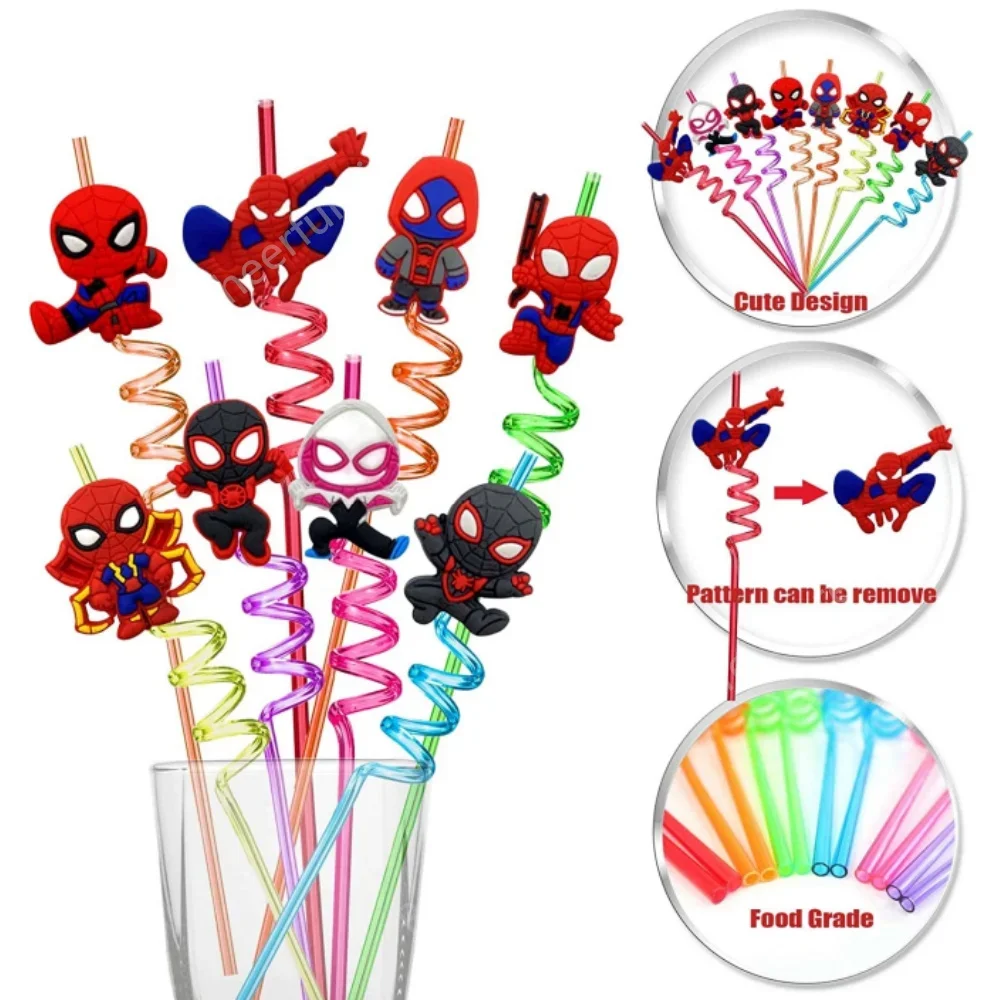 8Pcs Spiderman Theme Cannucce Marvels Decorazioni Per Feste Di Compleanno Per Bambini Baby Shower Spiderman Party Supplies Friends