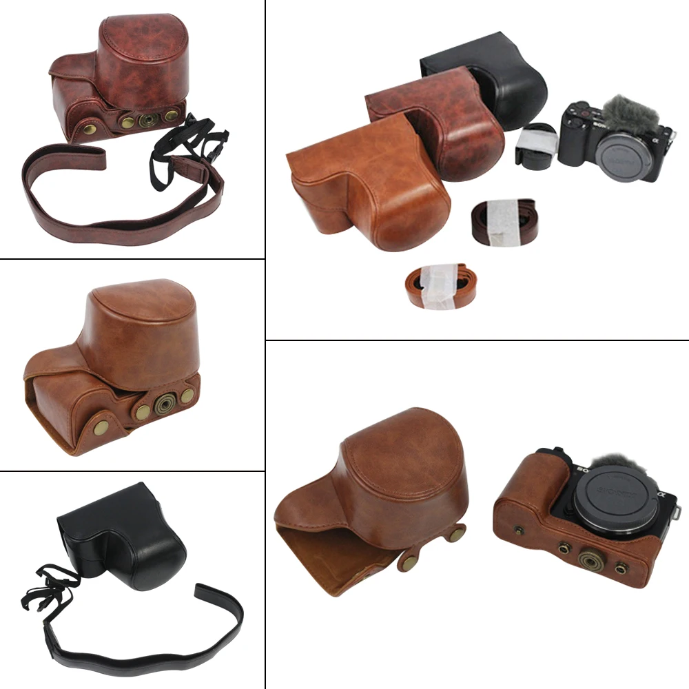 Mcoplus Zve10 Custodia Protettiva Per Fotocamera In Pelle Pu Con Tracolla Per Fotocamera Sony Zv-E10 Zve10 Obiettivo Da 16-50Mm