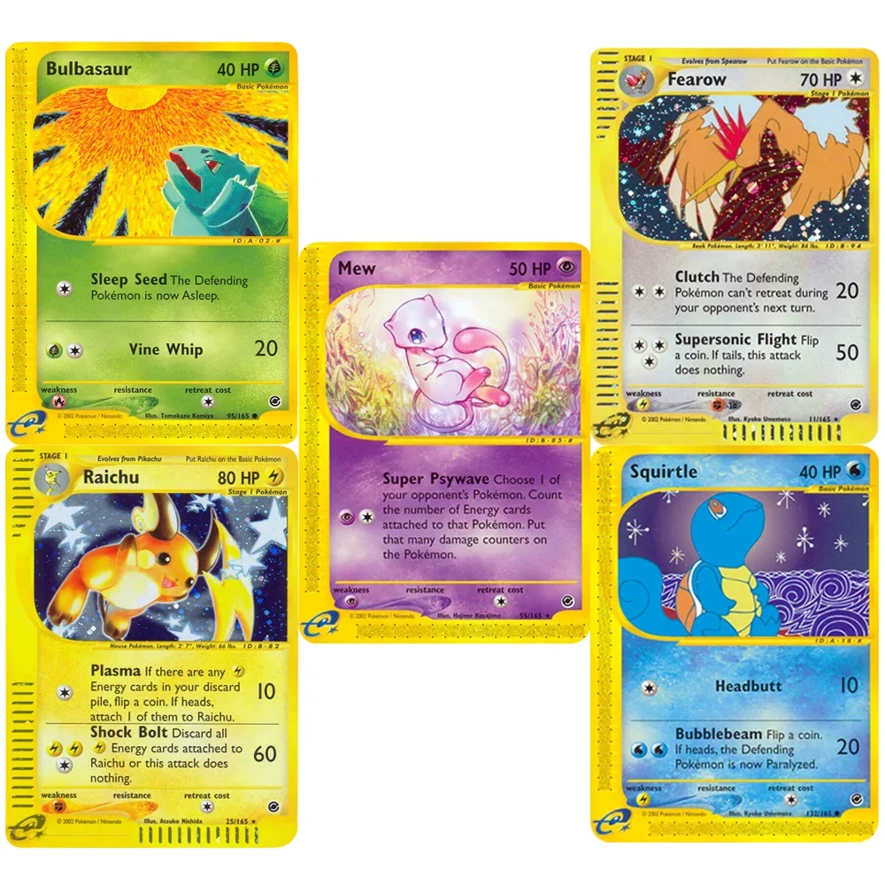 Carte Pokemon Serie E-Card Olografica Bulbasaur Raichu Fearow Squirtle Weezing Butterfree Charizard Ptcg Card Proxy Card