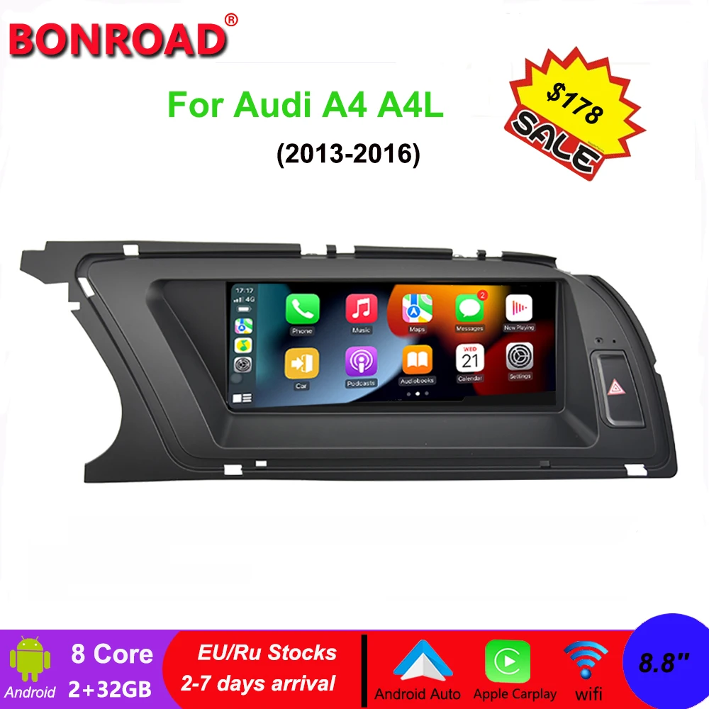 Bonroad Audi A4 8.8 "Oem Style Screen Autoradio Android Per Audi A4 B8 2013-2016 Autoradio Navigazione Gps Carplay Schermo Diviso