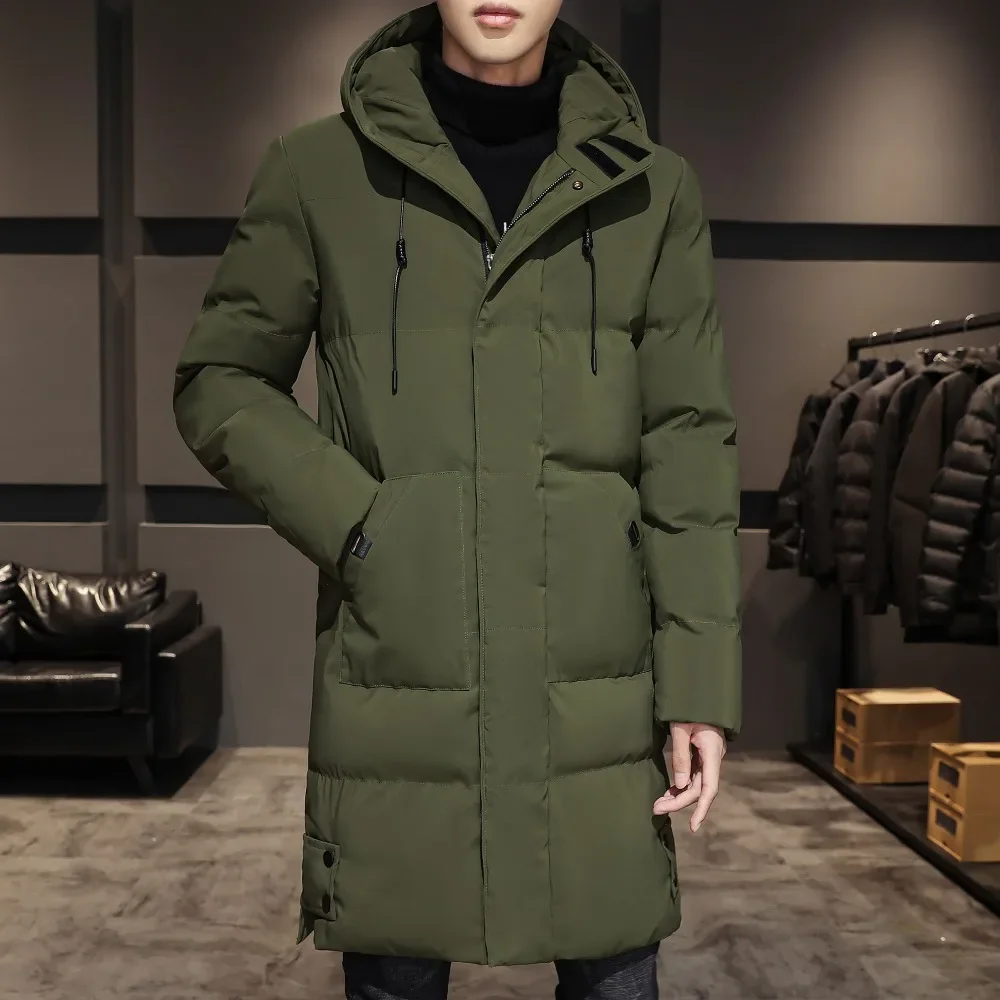 Piumino Medio Lungo Uomo Autunno Inverno Parka Giacche Con Cappuccio Uomo Cotone Pdded Cappotti Caldi Streetwear Slim Fit