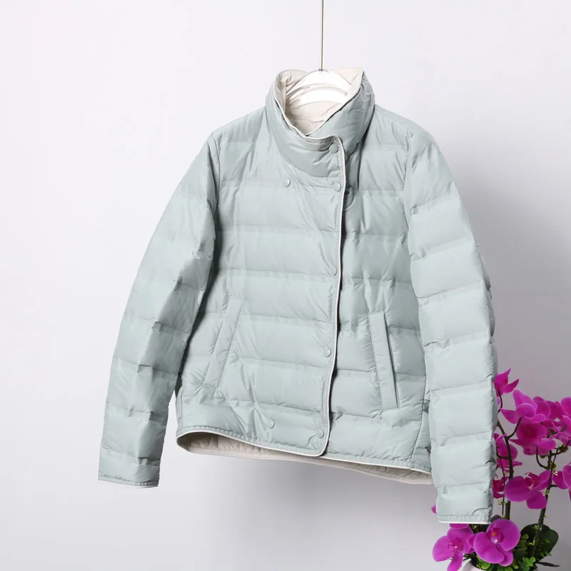 2024 Autunno Inverno Donna Piumino Leggero Sottile Piumino D'Anatra Bianco Parka Femminile Caldo Monopetto Piumino Bigsize Outwears