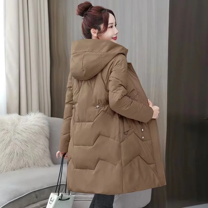 Piumini Lunghi Caldi E Spessi Invernali 2023 Nuove Donne Piumino Allentato Con Cappuccio Piumino D'Anatra Bianco Parka Femminile