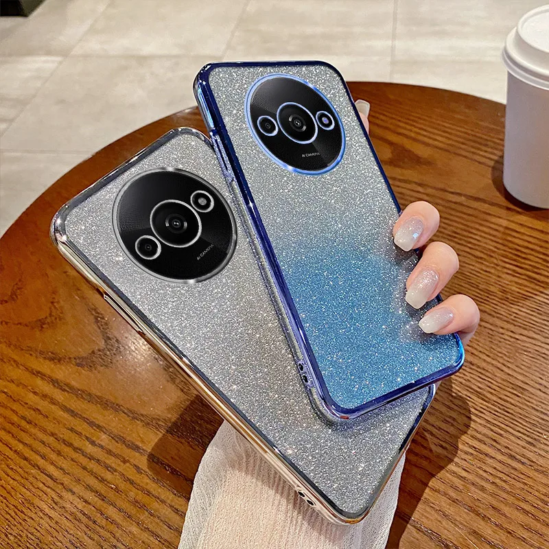 Per Xiaomi Redmi A3 Custodia Redmi A3 Custodia Per Telefono Redmi A3 Cover Luxury Elettrolitico Glitter Bumper Cover Posteriore Trasparente