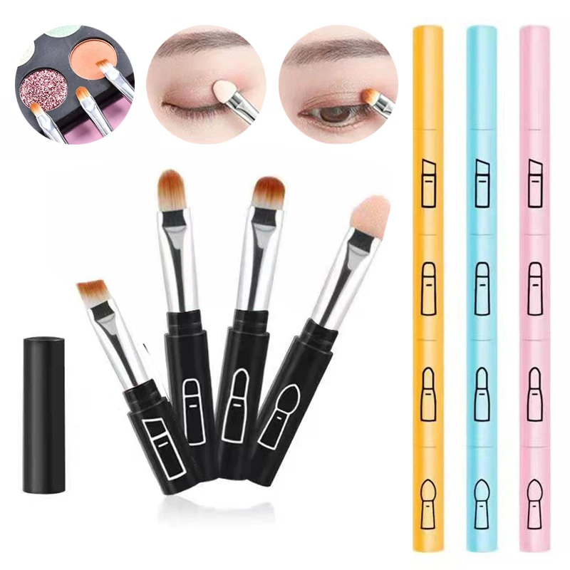 Pennello Per Trucco Mini Ombretto Pennelli Per Trucco Labbra 4 In 1 Pennelli Per Penna Cosmetici Rimovibili Strumenti Di Bellezza Professionali Portat