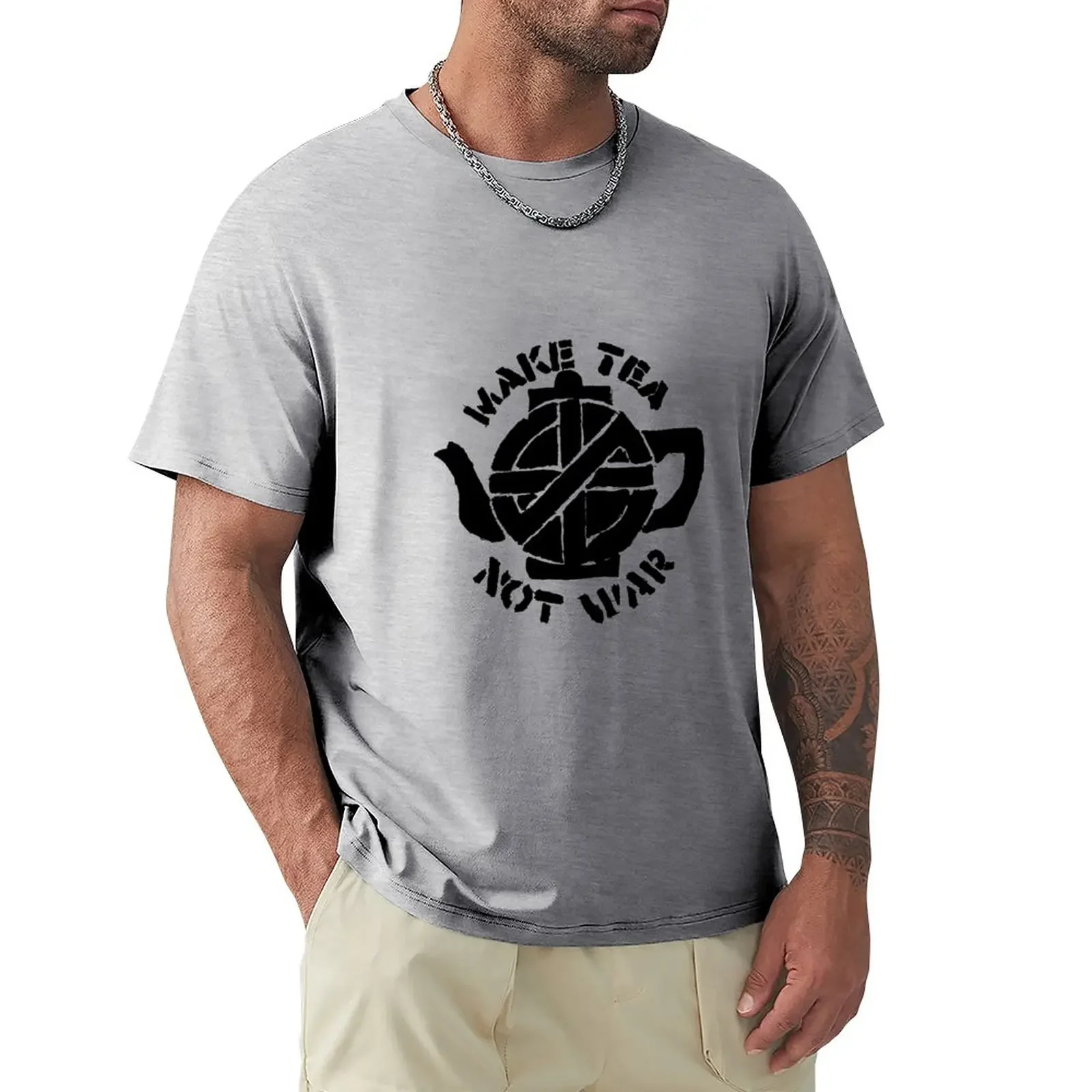 Make Tea Not War T-Shirt Ragazzi Animal Print Blanks Magliette Slim Fit Per Uomo