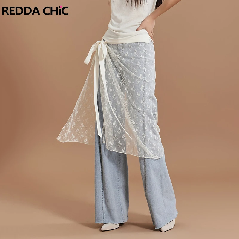 Nastro Reddachico Pizzo Floreale Gonna A Portafoglio Trasparente Donna Retro Casual A Strati Solid Smocked Minigonna Vestiti Coreani Estivi