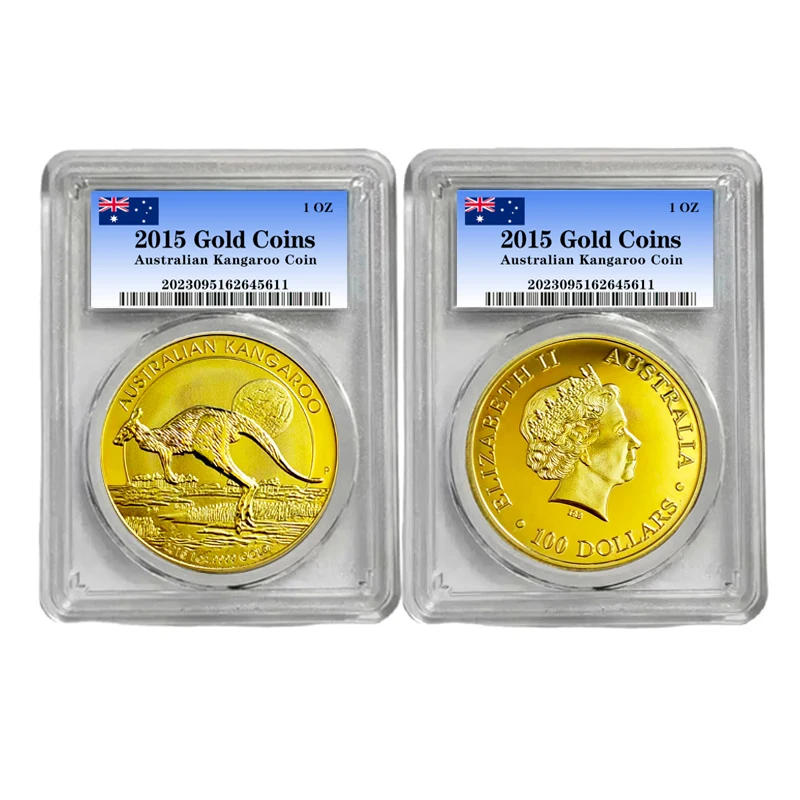 2015 Australian Kangaroo Coin Monete D'Argento D'Oro Con Scatola Di Sigillo Avanzata Moneta Commemorativa Medaglia Distintivo Monete Sfida Monete