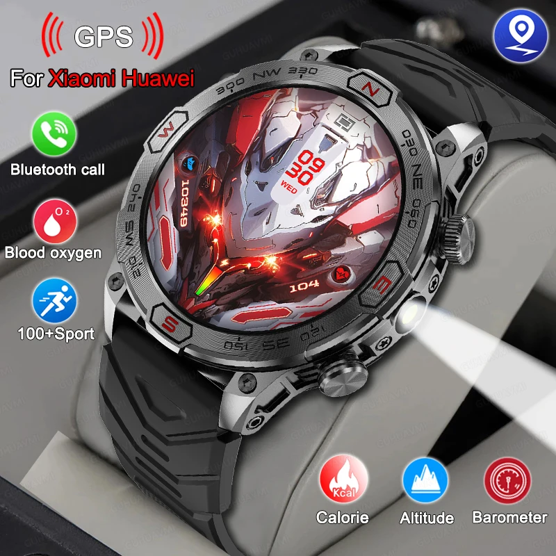 2024 Nuovo Per Huawei Xiaomi Outdoor Military Gps Traiettoria Smartwatch Men Hd Screen Frequenza Cardiaca Ip68 Smartwatch Sportivo Impermeabile