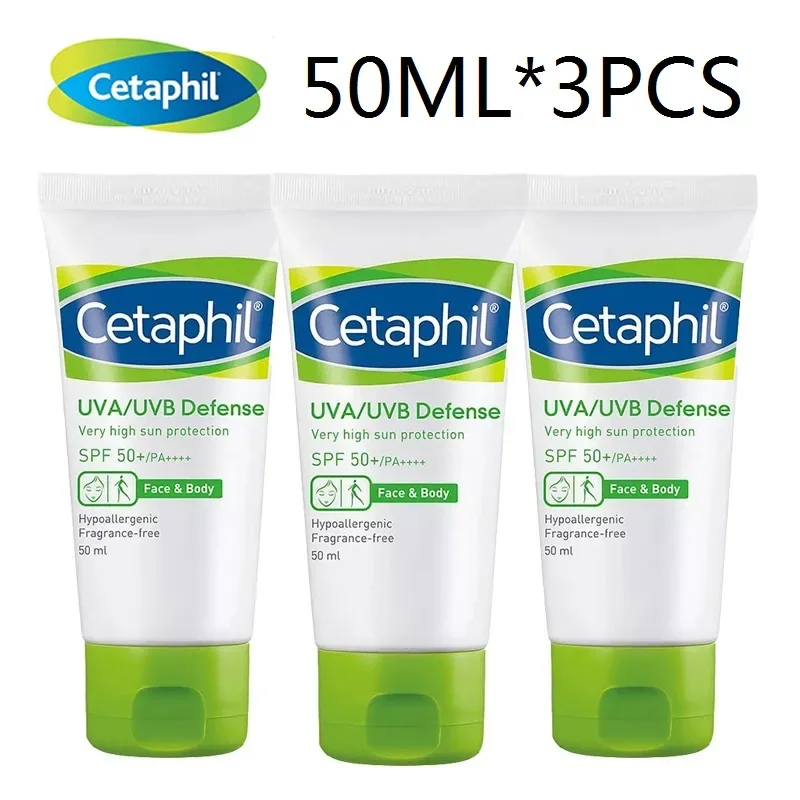 3 Pz Cetaphil Protezione Solare Alta Protezione Solare Spf 50 +/Pa4 + Rinfrescante Impermeabile Per Viso Crema Idratante Corpo 50Ml