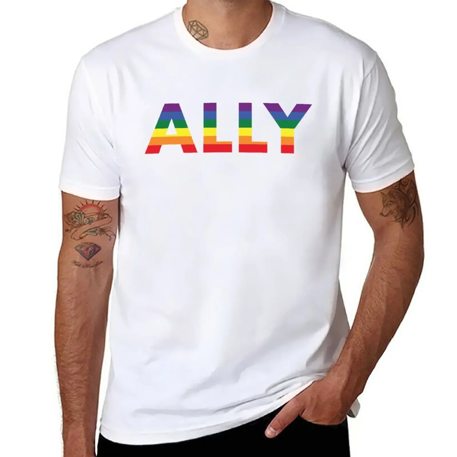 Lgbtq Ally Pride Month T-Shirt Sweat Plus Size Magliette Grandi E Alte Per Uomo