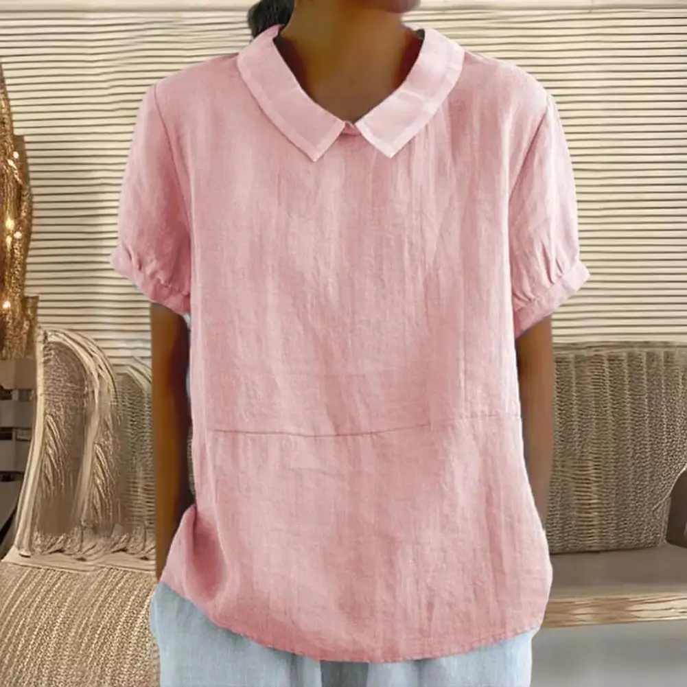 Camicette Eleganti Per Le Donne 2024 Camicia Casual Da Donna Con Risvolto Manica Corta Pullover In Tinta Unita Top Camicia Ampia Streetwear