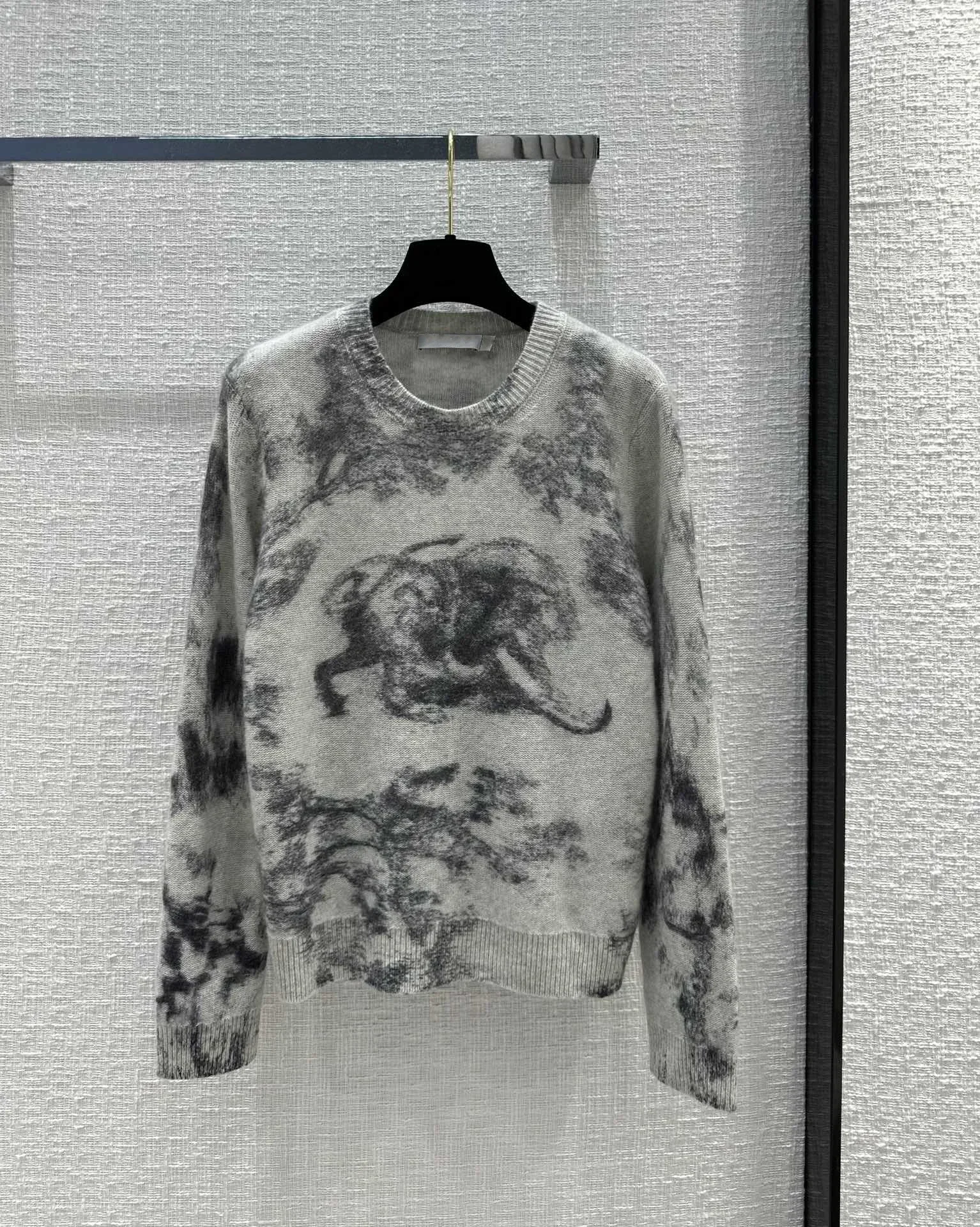 Maglione 100% Cashmere Da Donna 2024 Autunno/Inverno Nuovo Maglione A Maniche Lunghe Lavorato A Maglia Con Stampa Di Piante Girocollo Da Donna