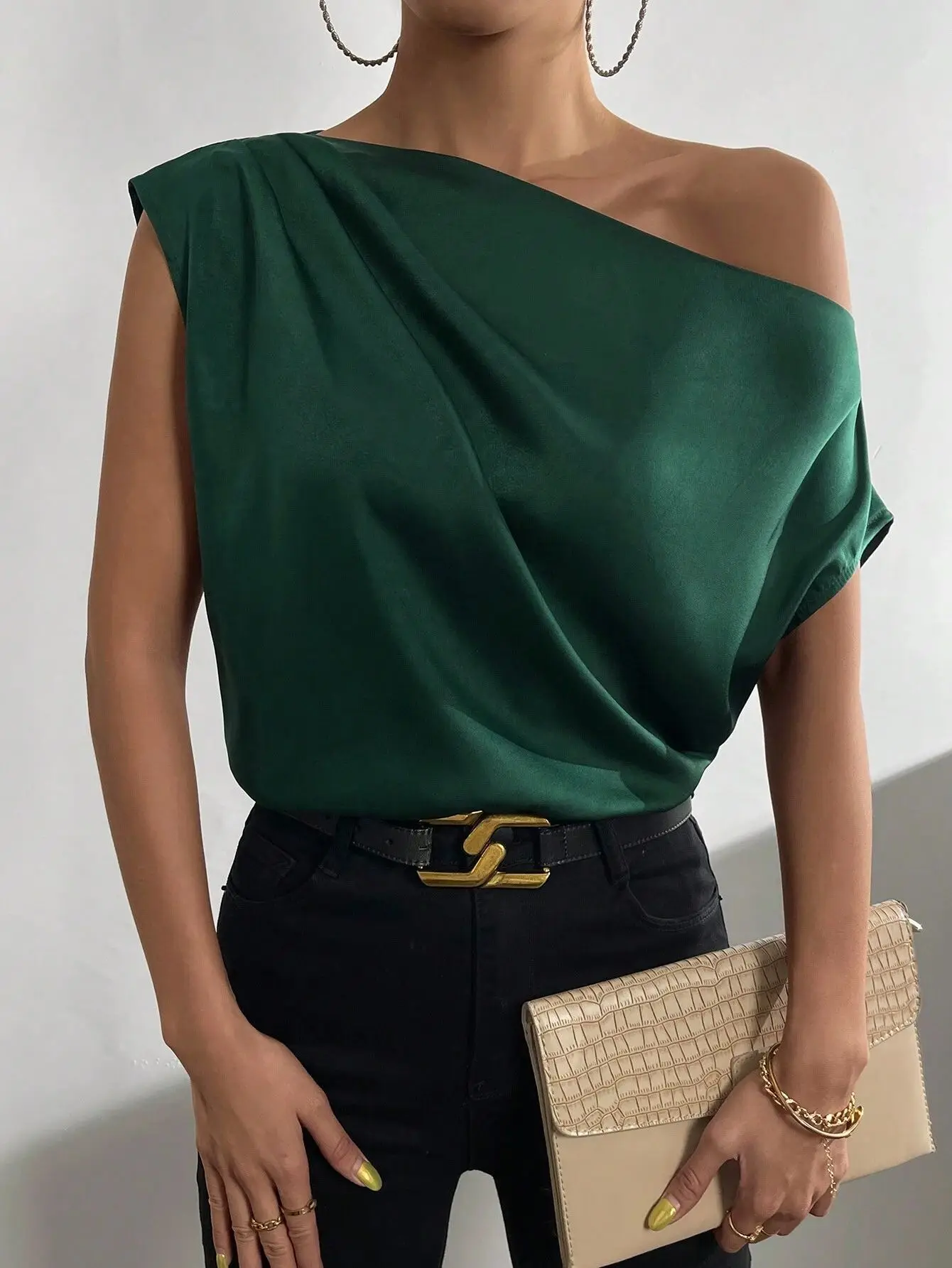 Camicetta Da Donna Sexy Camicia A Maniche Corte Semplice Collo Inclinato Top Camicie E Camicette Eleganti Estate Abbigliamento Donna Giovanile 2024