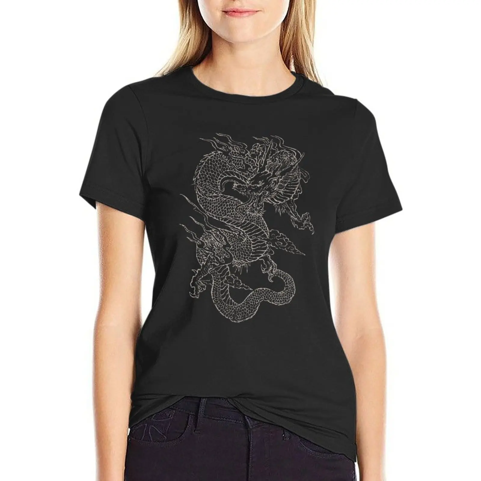 T-Shirt Vintage Dragon Camicette Estive Donna 2024 Vestiti Primaverili Donna 2024 Magliette Divertenti Per Le Donne