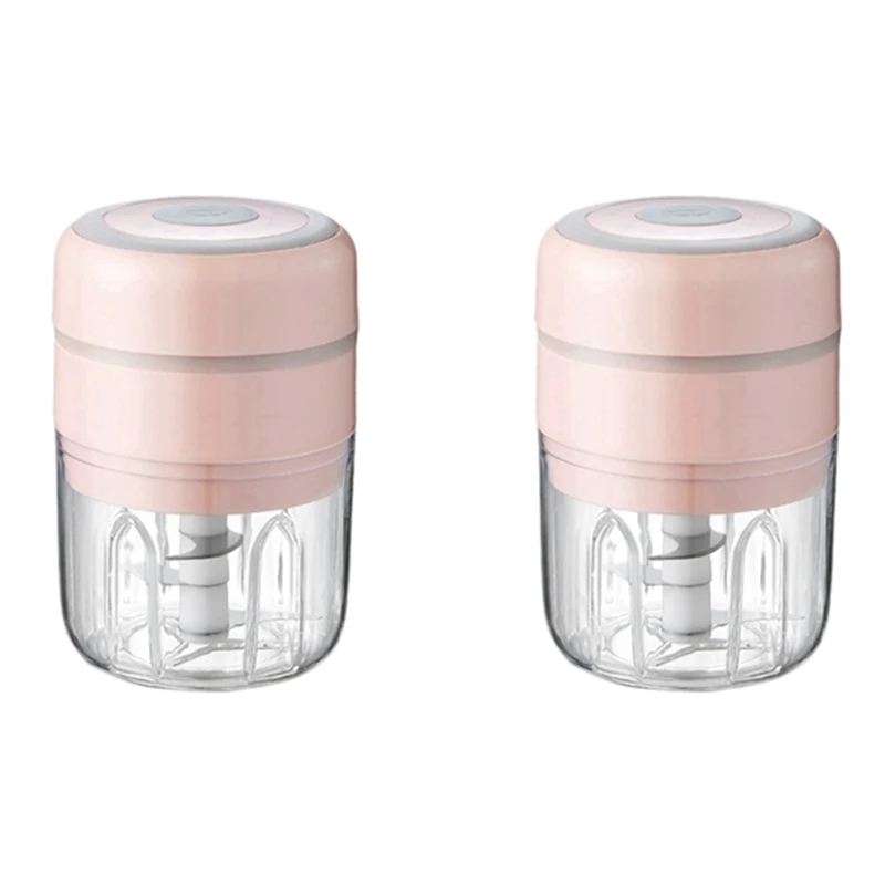 2X Tritatutto Elettrico Mini Tritatutto Portatile, Frullatore Piccolo Frullatore 250Ml, Rosa
