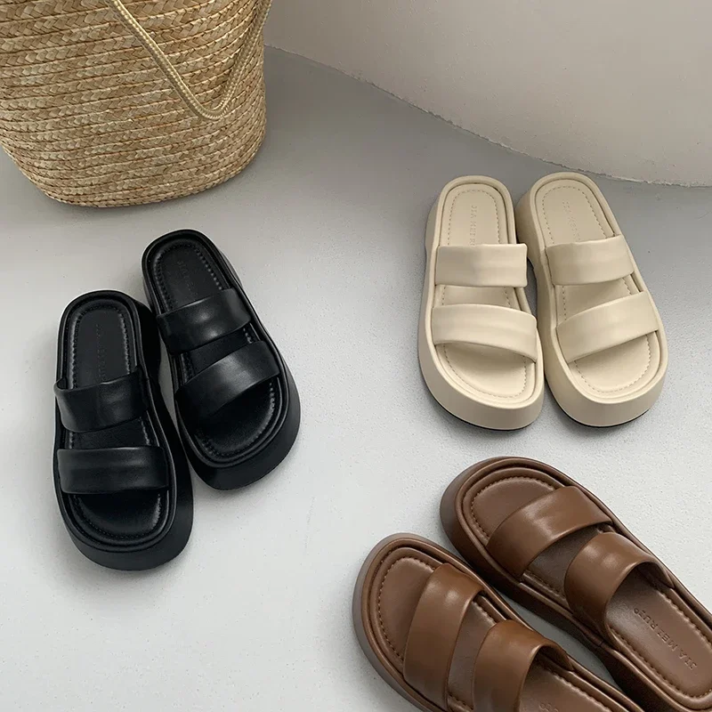 2024 New Gladiator Summer Sandalias Fashion Platform Flats Eleganti Pantofole Open Toe Comfort Beach Slides
