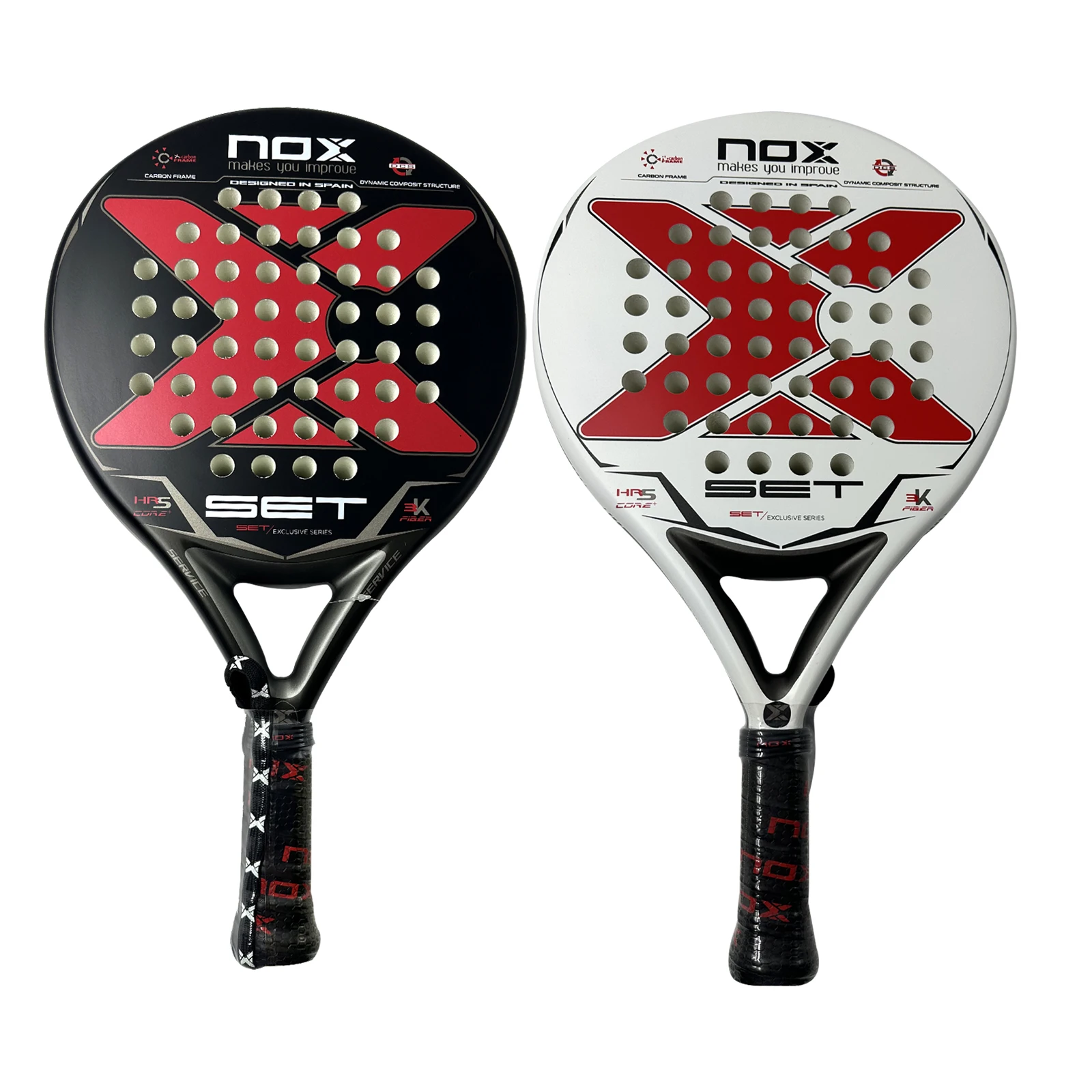 Set Di Racchette Nox-Padel, Serie Esclusiva, Bianco-Rosso, Nero-Rosso, Standard Senza Borsa
