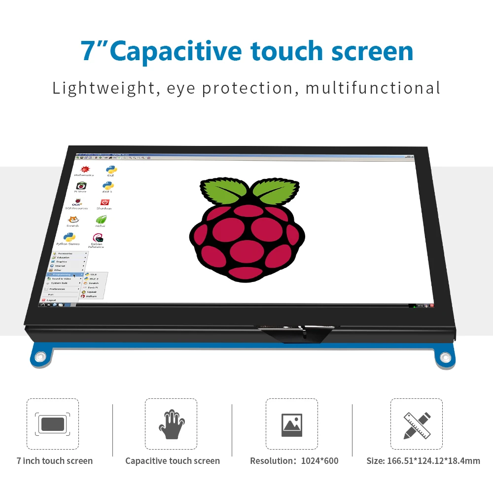 Display Da 7 Pollici Monitor Schermo Raspberry Pi Modulo Lcd Touchscreen 1024X600 Compatibile Con Raspberry Pi 400 4 3B + 3B Windows