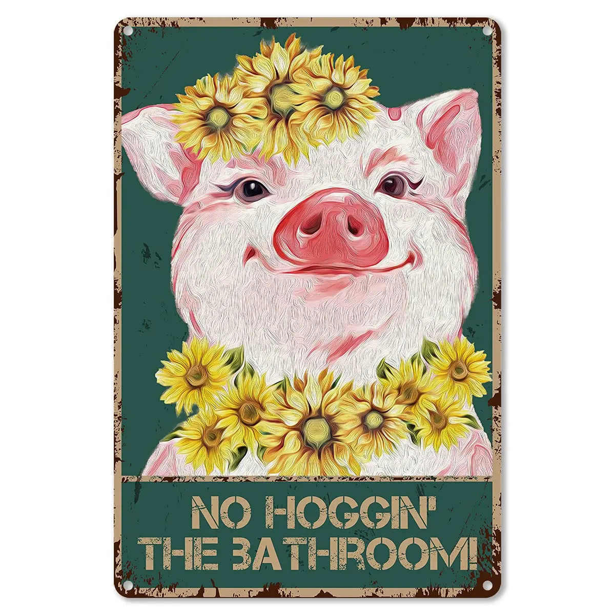 Vintage Pig Foral Tin Sign For Toilet Bagno Wc Bagno Decor Gifts - Best Farmhouse Decor Gifts For Women Men Friends