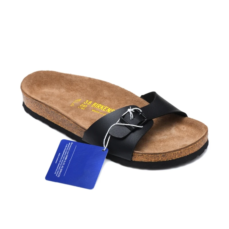 Summer Birken Women Slipper Madrid Sandals Outdoor Flats Scarpe Casual Fashion Leather Buckle Beach Cork Slipper Uomo Infradito