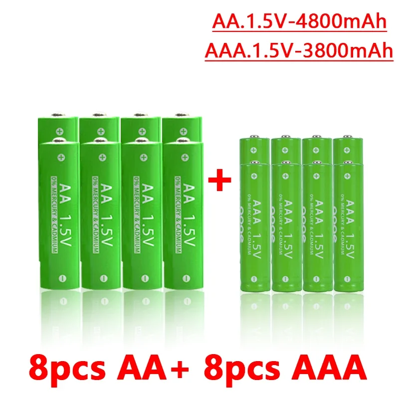 Caricabatterie Aaa E Aa 4800Mah 1.5V Aa + Aaa Ricaricabile Alcalina Orologio Mouse Batterie Giocattolo Pilas Reclinabili Aa Y Aaa