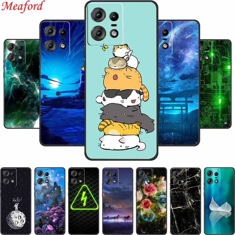 6.7 "Per Motorola Edge 50 Pro Cover Posteriore Case Fashion Marble Black Silicone Custodie Morbide Per Moto Edge 50 Pro Case Funda Bag