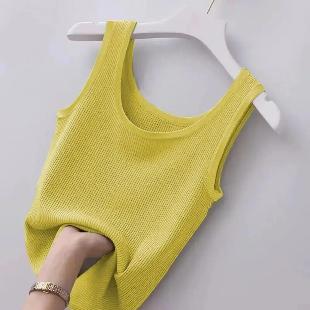 Canotta Estiva Da Donna Canotta O-Collo Senza Maniche Canotte Slim Fit Canotte Da Donna In Seta Di Ghiaccio Pullover A Coste Top Streetwear