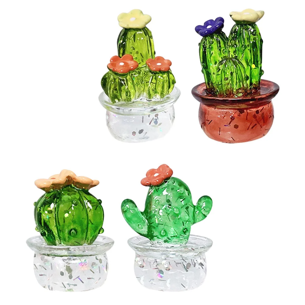Ornamenti Per Auto Figurine Di Cactus In Miniatura Decorazione Da Tavolo Casa Artigianato In Resina Decori Piccole Piante Vetro In Vaso