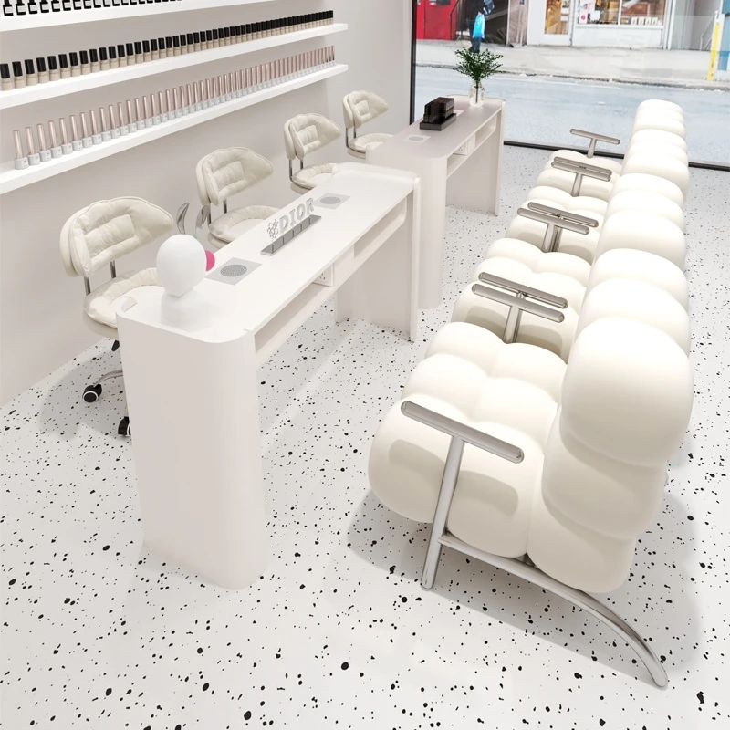 White Kawaii Nail Desk Design Organizer Professionisti Estetici Tavolo Per Unghie Collettore Di Polveri Stolik Do Paznokci Mobili Da Salone