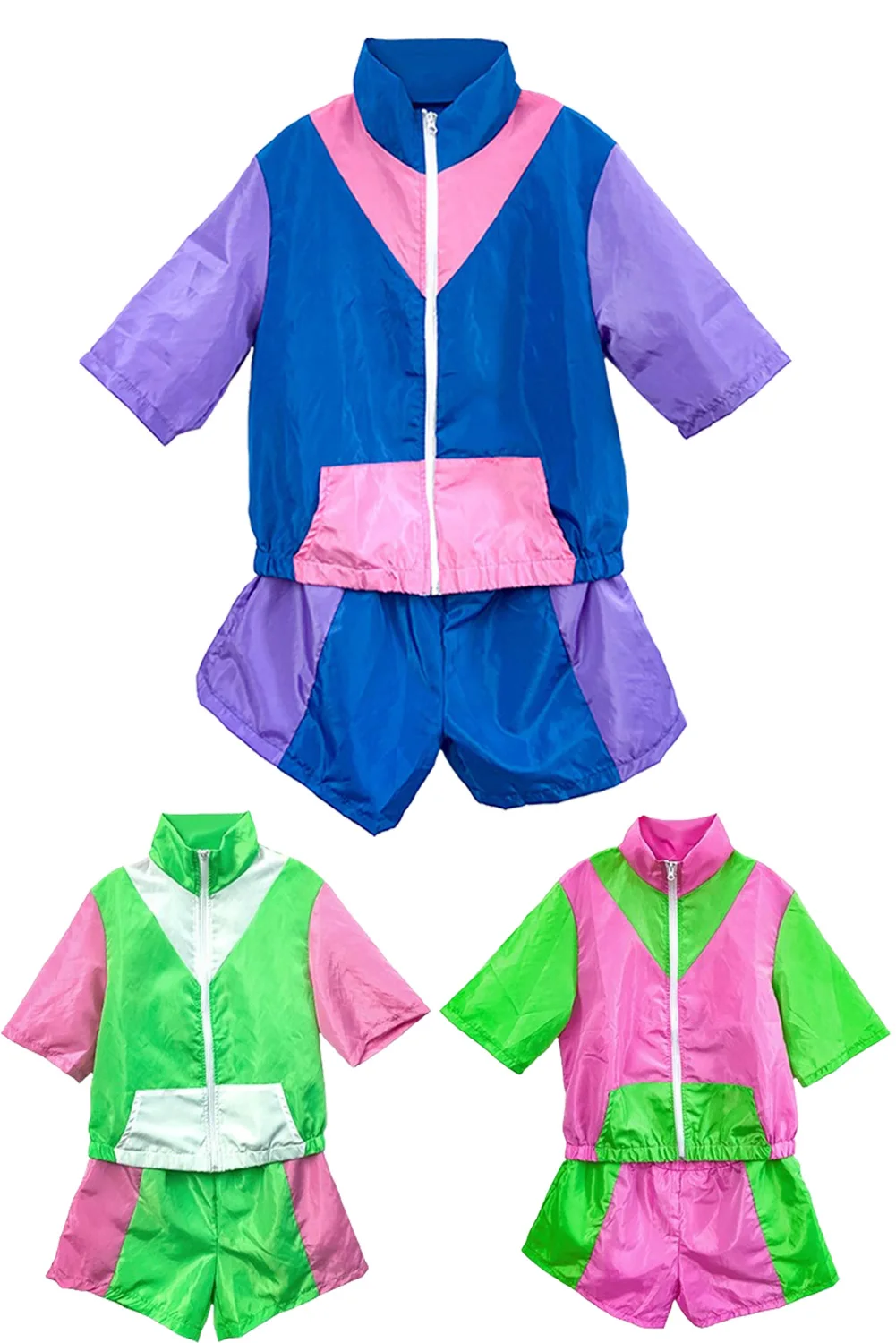Blu/Verde/Rosa Adulto Tuta Corta Costume Cosplay Fantasia Uomo Uomo Donna Travestimento Abiti Halloween Carnevale Vestito Di Stoffa