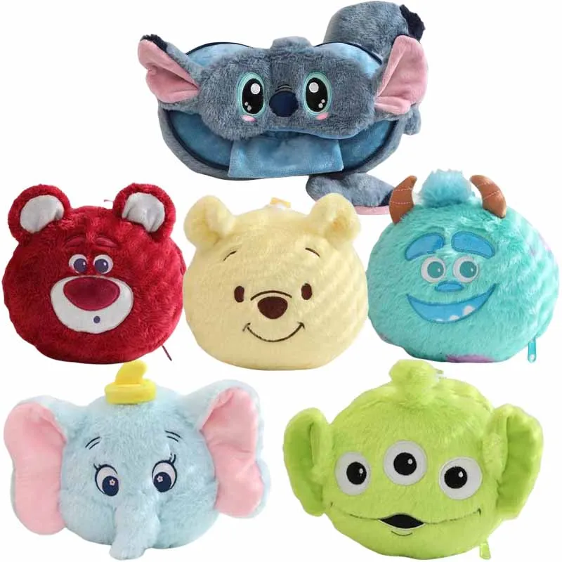 Disney Pooh Bear Lotso Mickey Mike Alien Stitch Neck Pillow Eye Mask Anime Cartoon Two In One Portatile Office Nap Neck Pillow
