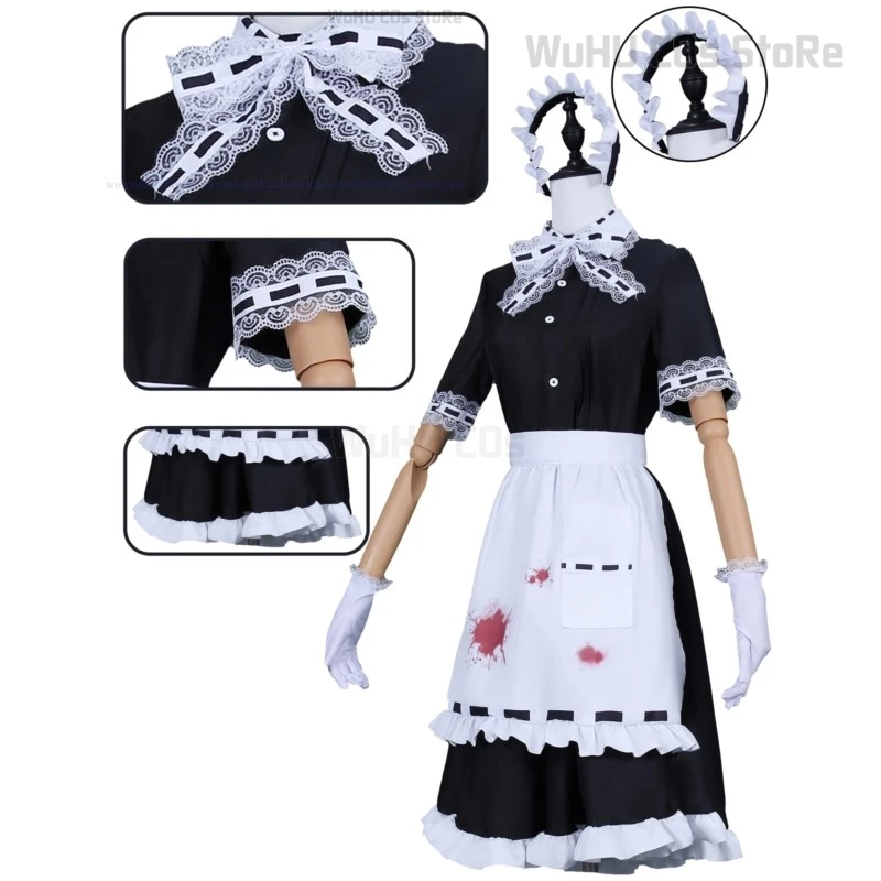 Game Identity V Cosplay Lydia Jones Costume Cosplay Doctor Bloodstain Black Maid Dress Donna Halloween Party Costume Cosplay