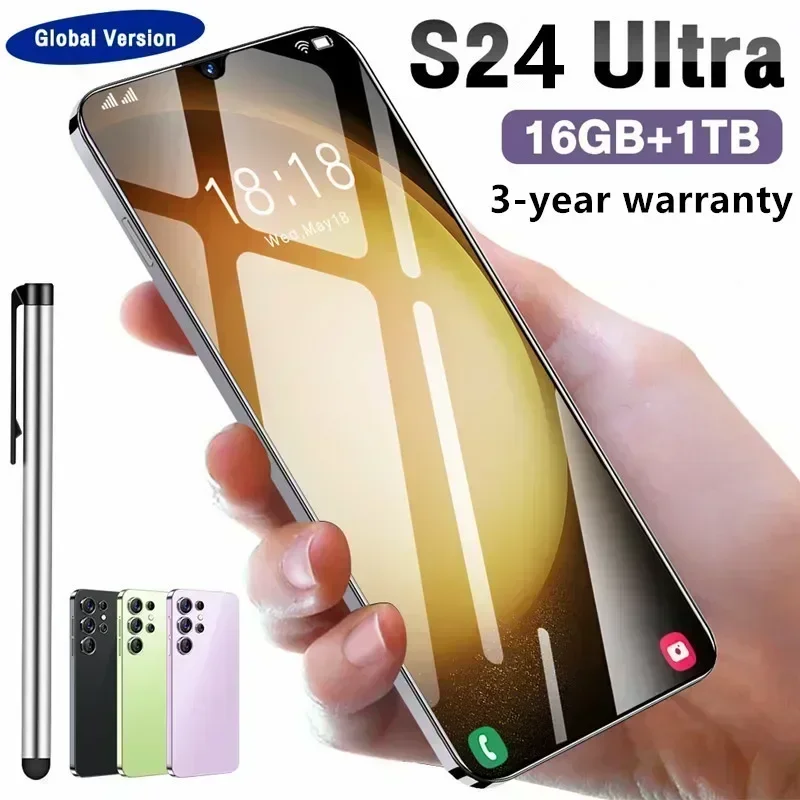 2024 Nuovi Telefoni Cellulari S24 Ultra 6.8 Smartphone Con Schermo Hd 16G + 1T 5G Dual Sim Celulares Android Sbloccato 72Mp 6800Mah Cellulare