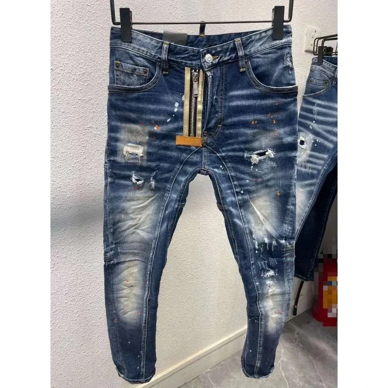 Hot Spedizione Gratuita Dsq2 Jeans Original Quality Icon Brand Mens Jeans Uomo Pantaloni Dritti In Denim Cerniera Slim Jeans Elastici Da Uomo A