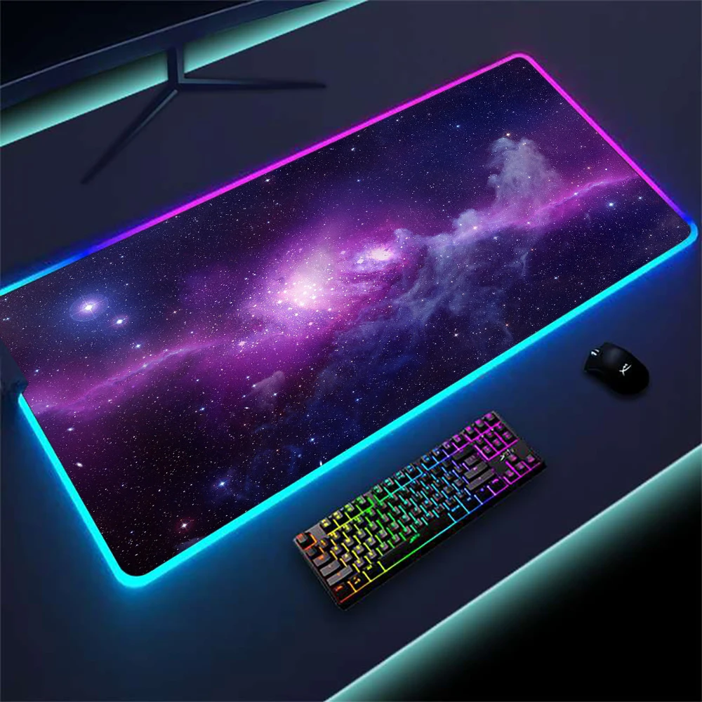 Tappetino Per Mouse Retroilluminato Rgb Di Grandi Dimensioni Tappetini Da Gioco Per Pc Universe Tappetino Da Scrivania Starfield Led 90X40 Tappeto Gal