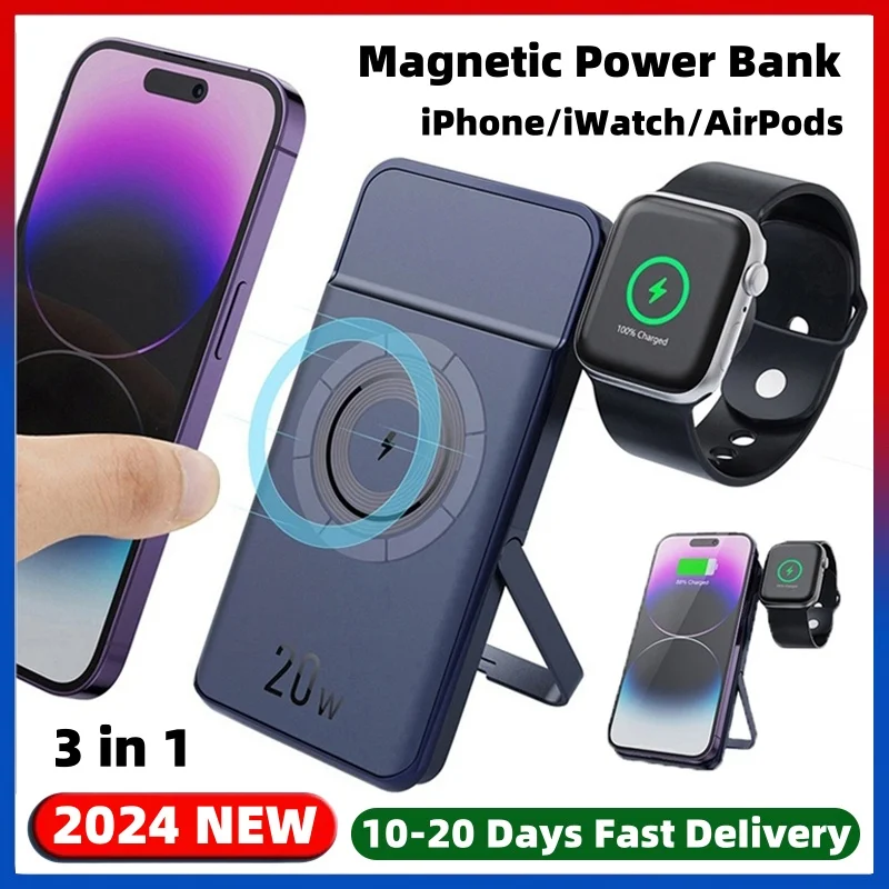 Nuovo Macsafe Powerbank 10000Mah Magnetic Power Banks 3 In 1 Caricatore Wireless Veloce Per Apple Iphone Samsung Xiaomi Iwatch Airpods