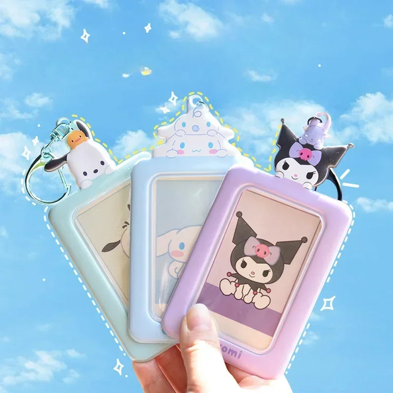 Kawaii Sanrio Card Holder Kpop Style Hello Kitty Cinnamoroll Kuromi My Melody Photo Card Portachiavi Borsa Ciondolo Regalo Per Studenti