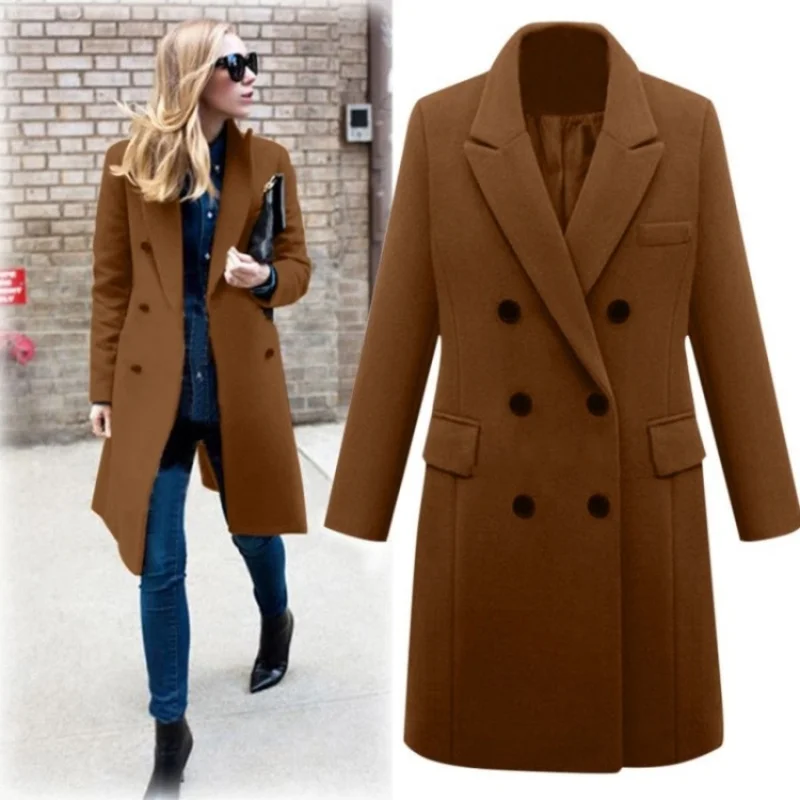 Plus Size Autunno Inverno Donna Cappotti Miscele Cappotto Cappotti Doppiopetto Da Donna Solid Slim Traffic Zara Donna 2024 Outwear S-5Xl