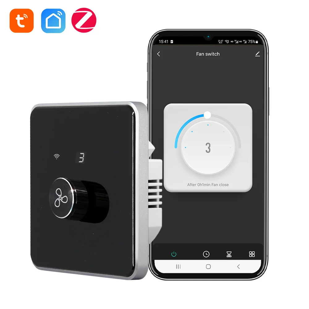 Tuya Zigbee Celling Fan Smart Switch Controllo Vocale A 5 Velocità Con Amazon Alexa Google Home App Remote Con Smart Life